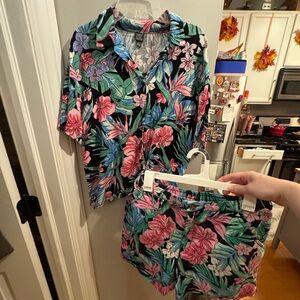 Wild Fable Tropical Floral Shirt and Shorts Set